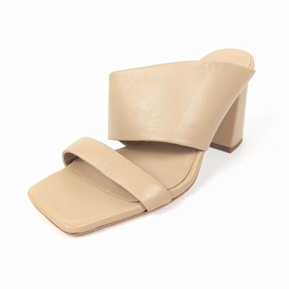 VINCE Nude Nessia Block Heel Leather Sandals Size 6 - Picture 2 of 9